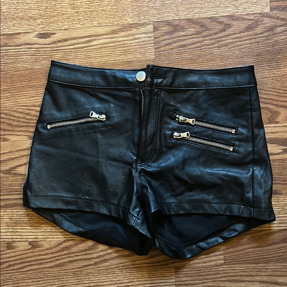 Black Leather Women's Shorts